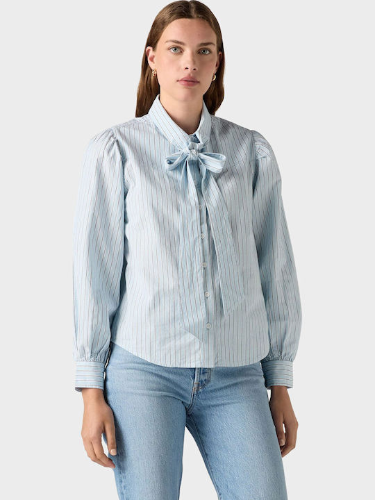 Judice Damen-Langarmhemd Light Blue Gestreift