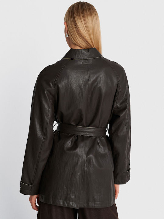 Women's Brown Biker Jacket