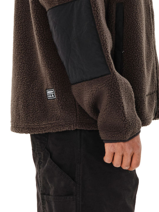 Herren-Fleecejacke mit Kapuze Braun