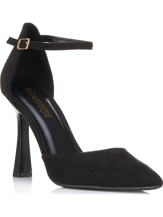 Pantofi Stiletto Suede Ascuțiți cu Bareta Negri