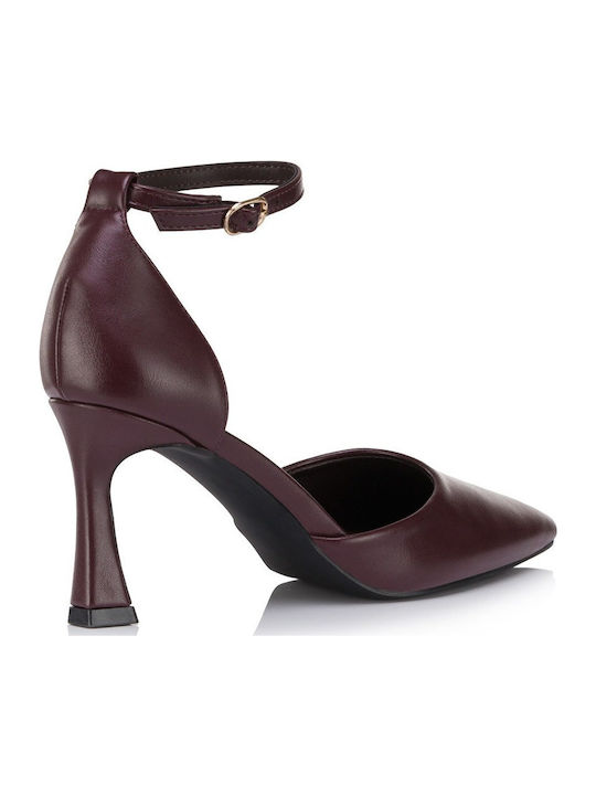 Pointed Toe Burgundy Heels with Strap