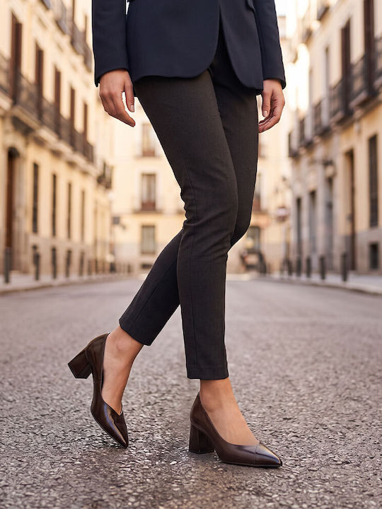 Leather Heels with Medium Heel Brown