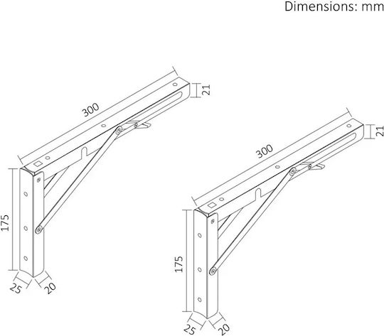 Maclean Energy Heavy-Duty Foldable Metal Shelf Brackets in Pink 2 pcs MC-194