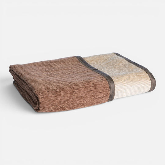 Nef-Nef Homeware Tanger Four-Seater Sofa Throw Chenille 180x350cm Brown/Ecru