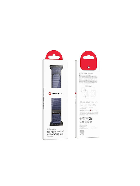 Forcell F-design Armband Stoff Blau (Apple Watch 42/44/45/49 mm)
