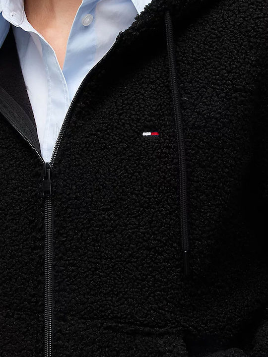 Cardigan Lung Negru cu Fermoar pentru Femei