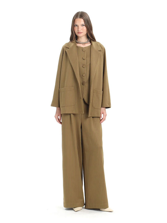 MY T Langer Damenblazer in Khaki