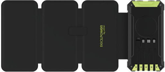 RealPower PB-20000 Слънчева Power Bank 20000mAh 5.5W с USB-A порт и USB-C порт Черен