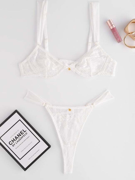 Decoro Lace Underwear Set with White Slip