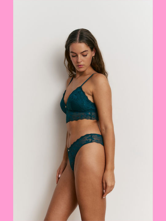 Promise Lace Bralette Underwear Set with Brazilian Bottom Green