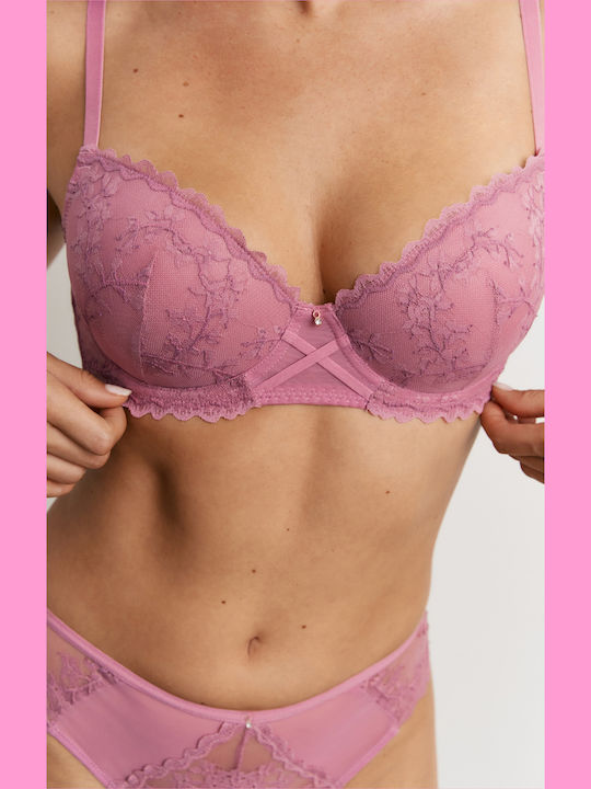 Promise Pink Lace Bra and Slip Lingerie Set