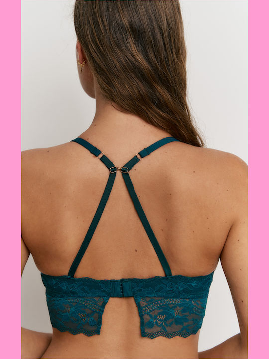 Promise Lace Bralette Underwear Set with Brazilian Bottom Green