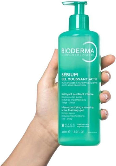 Bioderma Sebium Gel Moussant Actif Purifying Cleansing Gel for Acne-Prone Skin Face and Body