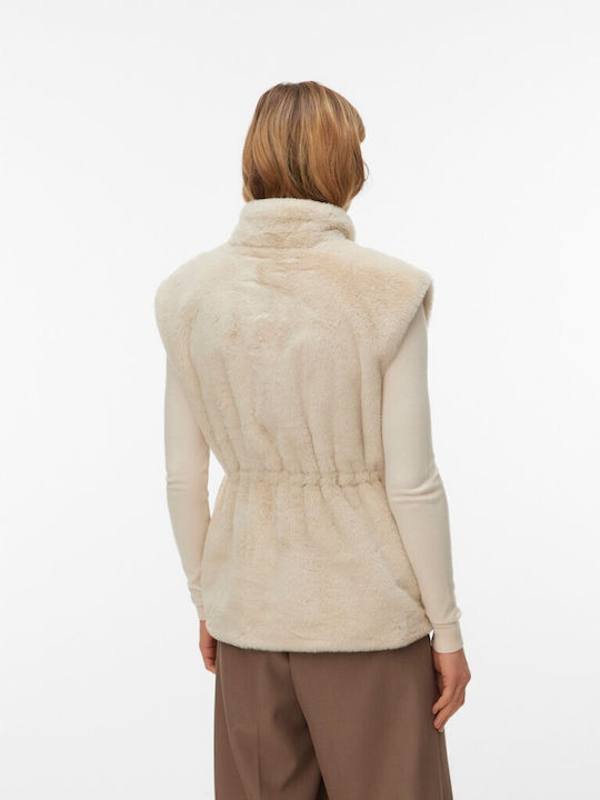 Sleeveless Short Women's Beige Fur