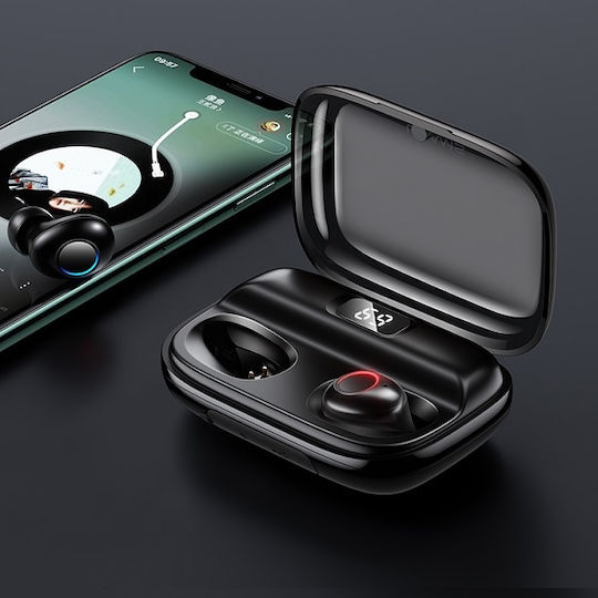 US-YJ001 In-ear Bluetooth Handsfree Ακουστικά με Αντοχή στον Ιδρώτα και Θήκη Φόρτισης Μαύρα