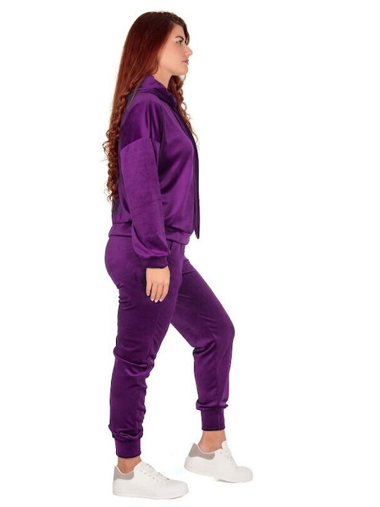 Lila Samt-Trainingsanzug-Set