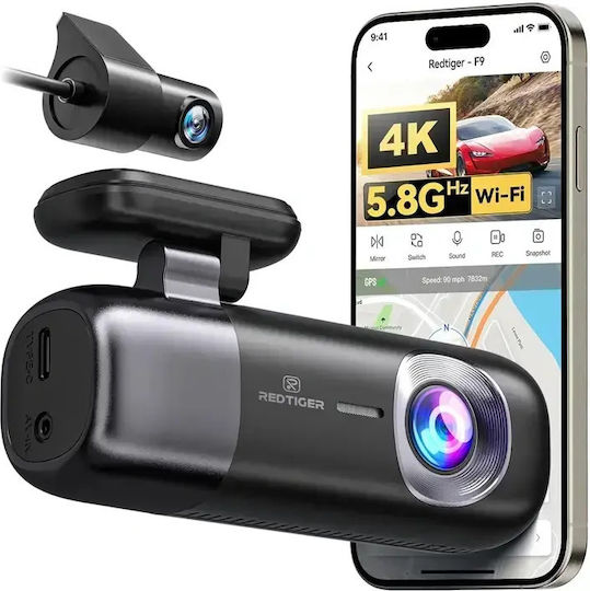 Redtiger F9 Car DVR Camera Kit 1080P Wi-Fi, GPS & Rear Camera