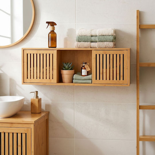Relaxdays Dulap de Baie 92.5x20x33cm Lemn Natural