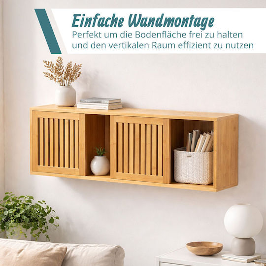 Relaxdays Dulap de Baie 92.5x20x33cm Lemn Natural