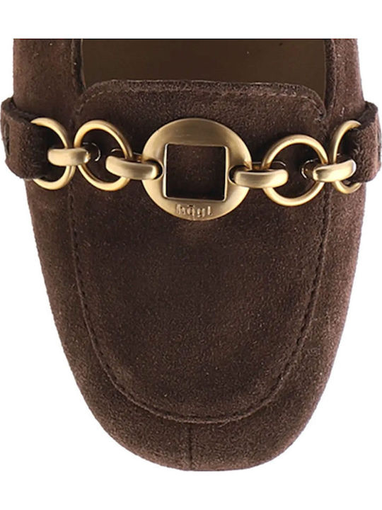 Suede Γόβες με Χαμηλό Τακούνι Καφέ
