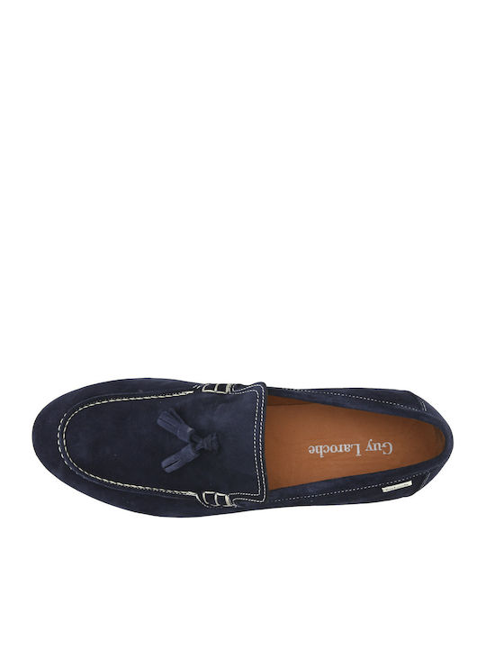 Loafers Mocasini Bărbați Din Catifea În Culoare Albastră