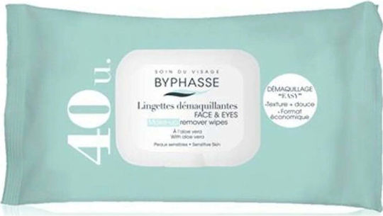 Byphasse Șervețele Demachiante Faciale Aloe Vera Piele Sensibilă pentru Controlul Sebumului 40 Bucăți