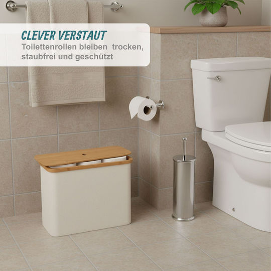 Relaxdays Floor-Standing Bamboo Toilet Paper Holder Beige 4052025854317