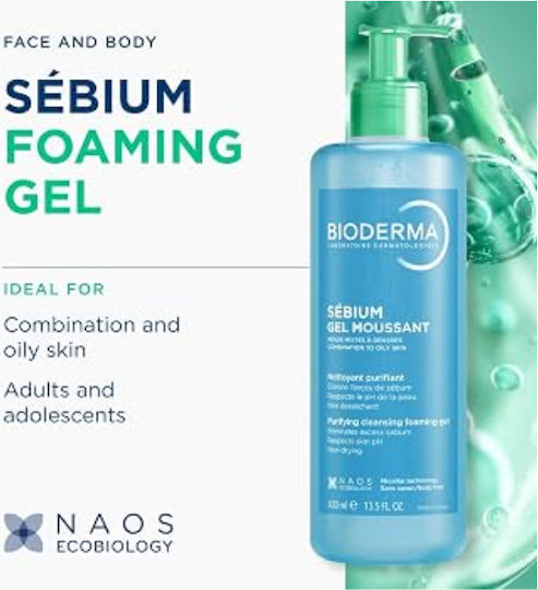 Bioderma Sebium Gel Moussant Purifying Cleansing Gel for Oily Skin with Acne Prone Tendency Face and Body