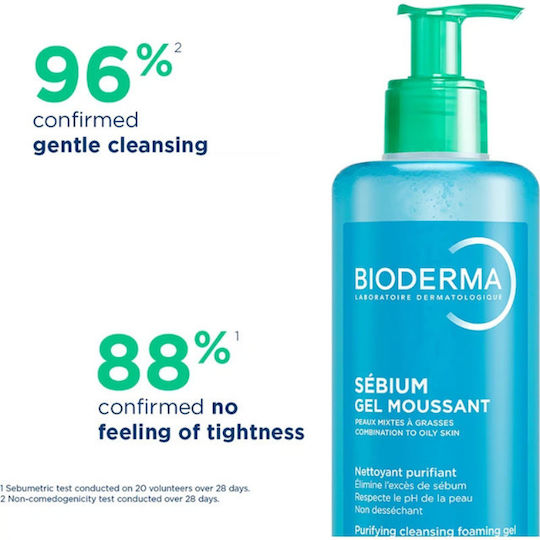 Bioderma Sebium Gel Moussant Purifying Cleansing Gel for Oily Skin with Acne Prone Tendency Face and Body