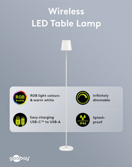 Goobay LED Floor Lamp H122cm with RGBW Light 260lm White