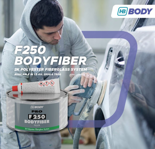 HB Body Bodyfiber F250 Στόκος Γενικής Χρήσης Πολυεστερικός με Ίνες Γυαλιού Πράσινος 750gr