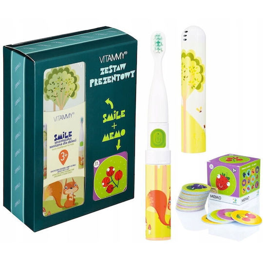 Vitammy Smile Periuță Electrică De Dinți Pentru Copii Cu Cronometru Pentru 3+ Ani Squirrel Cu Rezerve Și Husă De Călătorie