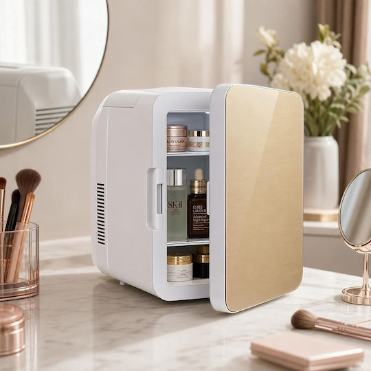 Mini-Kosmetik-Kühlschrank Flippy Dual-Funktion Heizen Kühlen Tragbar Außen 19x28x26 cm Innen 14x24x15 cm 8l Gold