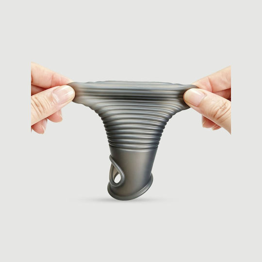 Elastische Penisverlängerung aus Silikon mit Rippen Flexible Ribbed Silicone Penis Sleeve 15,6 cm Schwarz