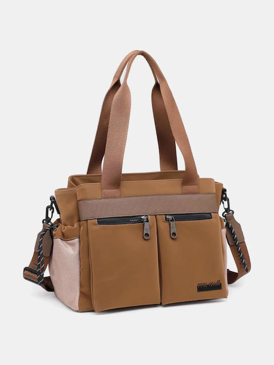 Brown Fabric Women's Shoulder Bag