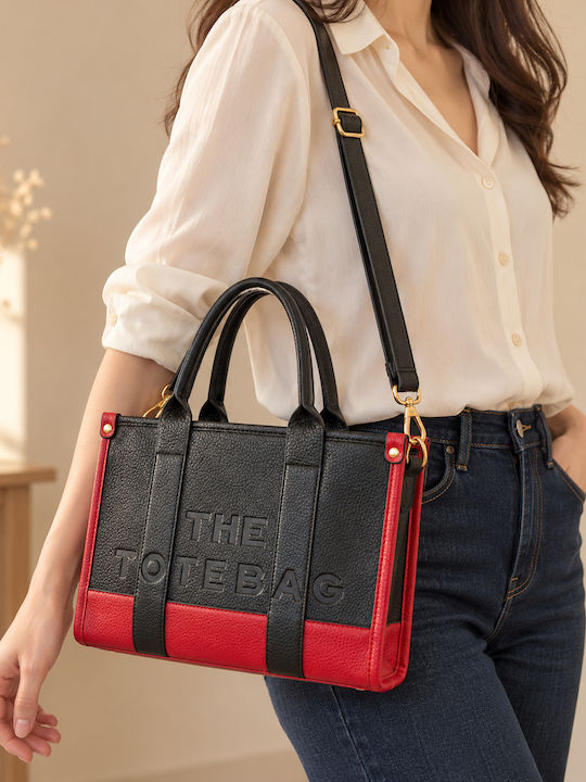 Γυναικεία Tote Τσάντα Μαύρο / Κόκκινο