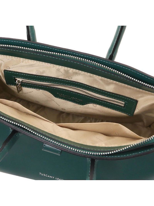 Petrolblaue Damen-Schultertasche aus Leder