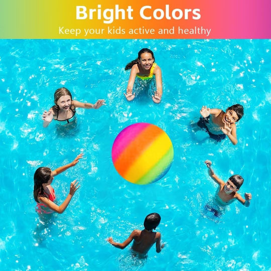 Osdue Minge Gonflabilă Curcubeu 22 Cm, Rezistentă, Antiderapantă, Din PVC, Pentru Sporturi de Plajă și Jocuri în Interior și în Aer Liber, Ac Multicolor Pentru Umflare Inclus