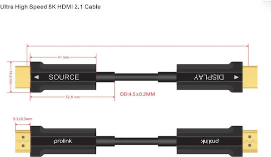 Prolink Premium HDMI 2.1 Кабел HDMI мъжки конектор - HDMI мъжки конектор 30 м Черен