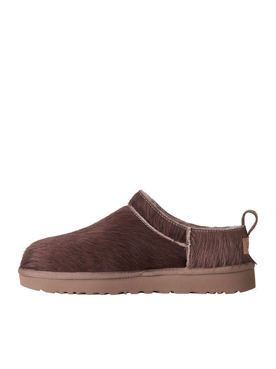 Classic Micro Calf Hair Δερμάτινα Γυναικεία Μποτάκια Καφέ