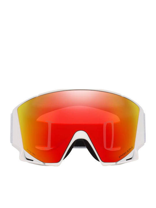 Oakley Snow Mască de schi și snowboard pentru adulți, albă cu lentilă roșie