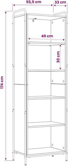 Βιβλιοθήκη Μαύρη Δρυς 55.5x33x174εκ.