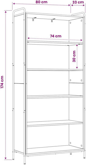 Bookcase Sonoma Oak 80x33x174 cm