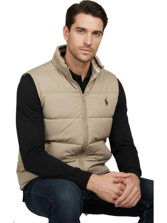 Sleeveless Beige Puffer Jacket