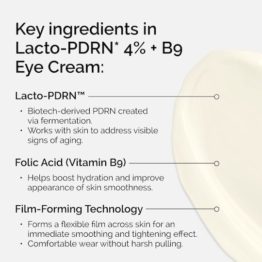 Lacto-PDRN 4% + B9 Eye Cream for Moisturizing, Brightening, Eye Bags & Firming 15ml