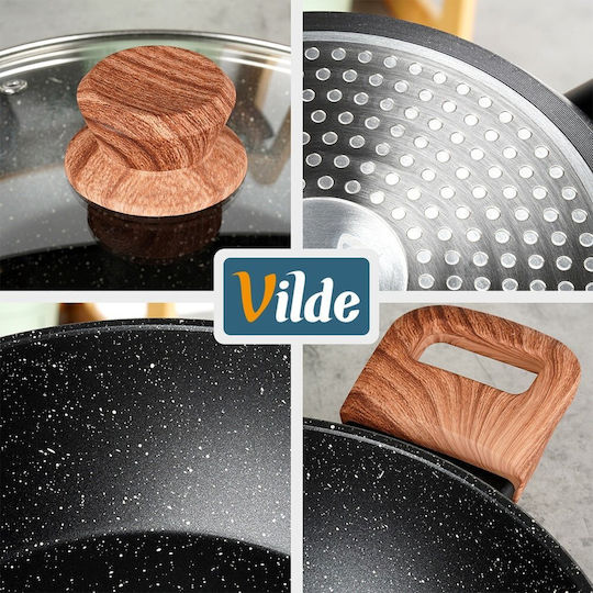 Vilde Granitica Aluminiumpfanne mit Deckel und Steinbeschichtung 28 cm