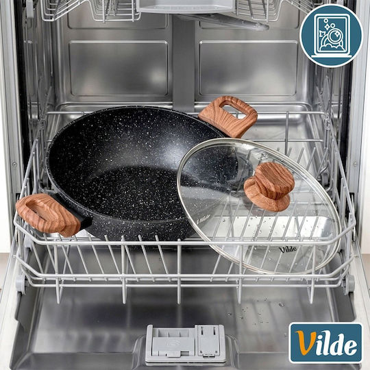Vilde Granitica Aluminiumpfanne mit Deckel und Steinbeschichtung 28 cm