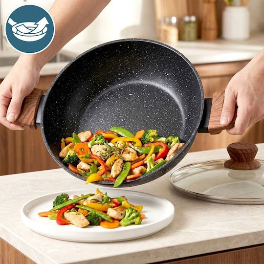 Vilde Granitica Aluminiumpfanne mit Deckel und Steinbeschichtung 28 cm