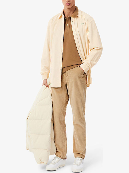 Langärmeliges Cordhemd in normaler Passform Beige