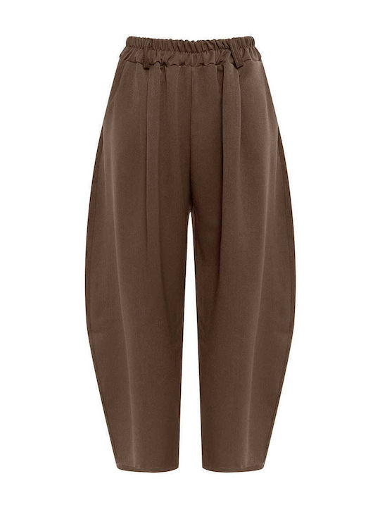 Celestino Pantaloni Damă Balloon Loose Fit Maro Închis